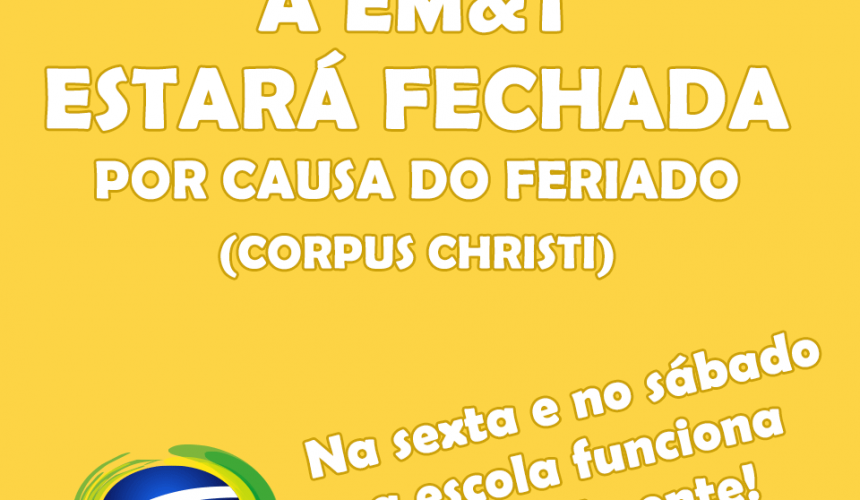 ATENÇÃO ALUNOS: Quinta-feira, 15/06, é feriado nacional ATENÇÃO ALUNOS: Quinta-feira, 15/06, é feriado nacional