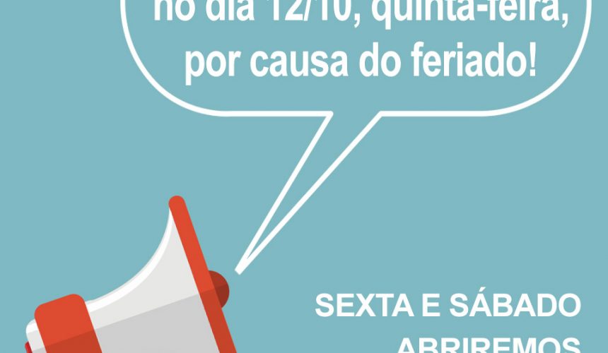 ATENÇÃO: Dia 12/10 a EM&T estará fechada para o feriado ATENÇÃO: Dia 12/10 a EM&T estará fechada para o feriado