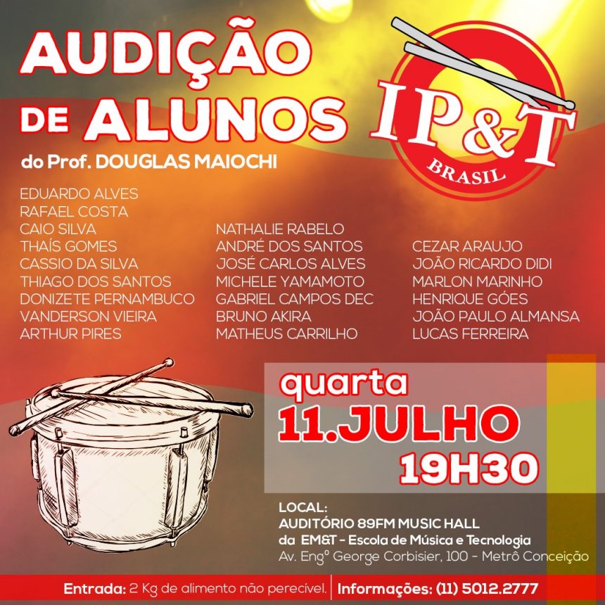 Audição de alunos de bateria