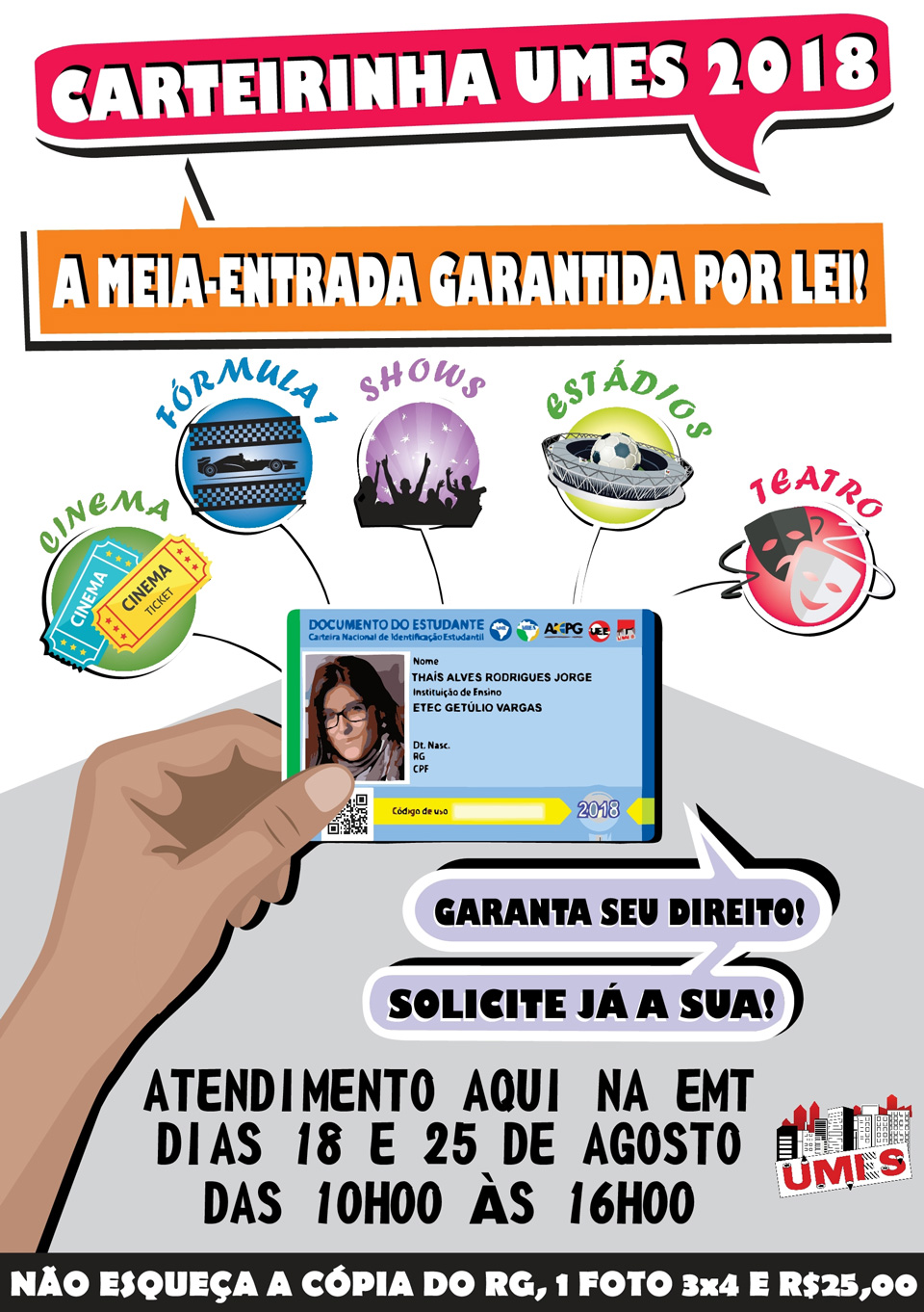 carteirinha de estudante na EM&T