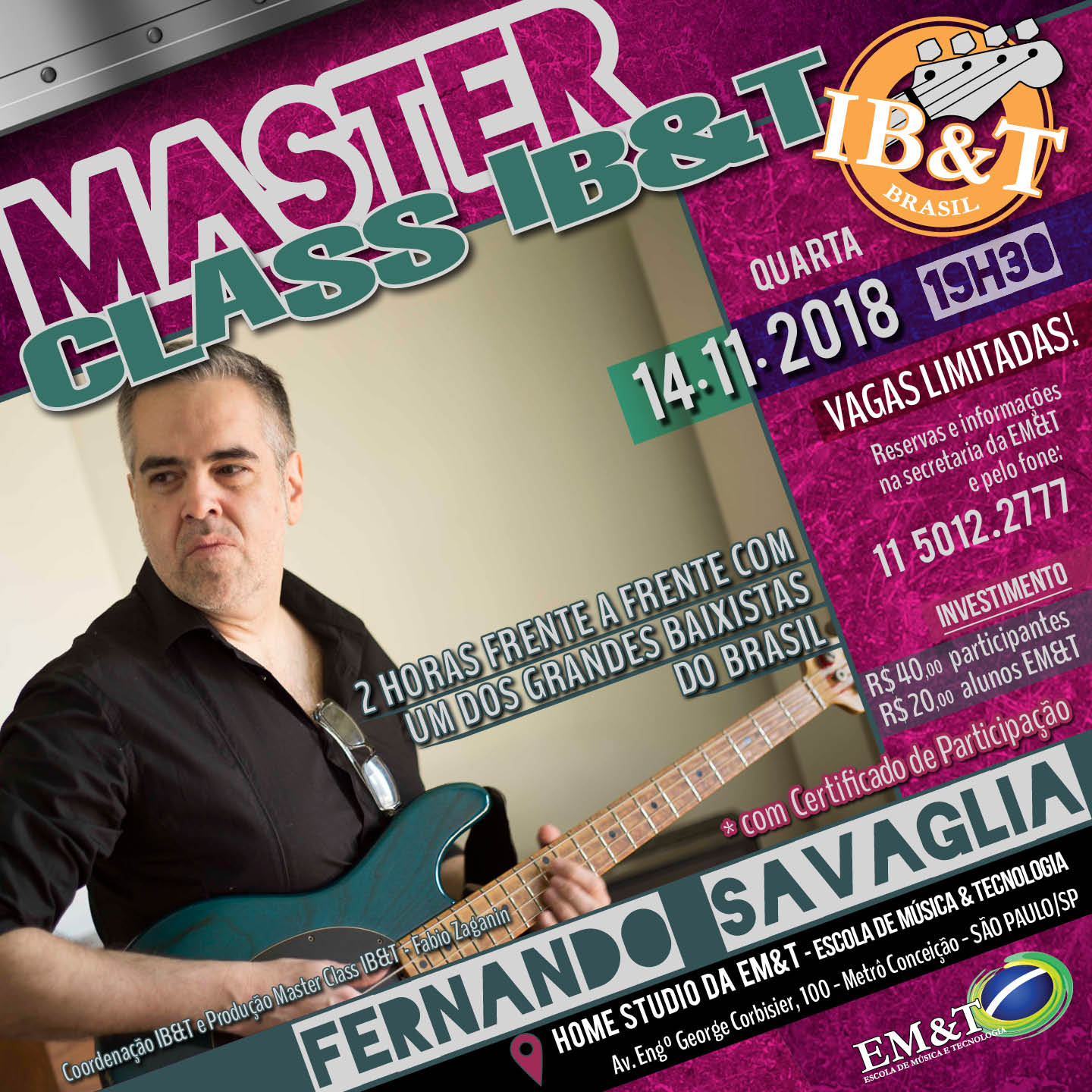 Fernando Savaglia realiza masterclass na EM&T