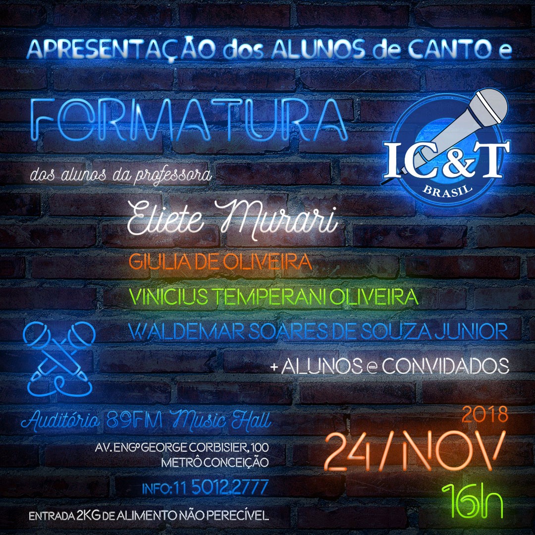 Formatura do curso de canto: alunos da Eliete Murari