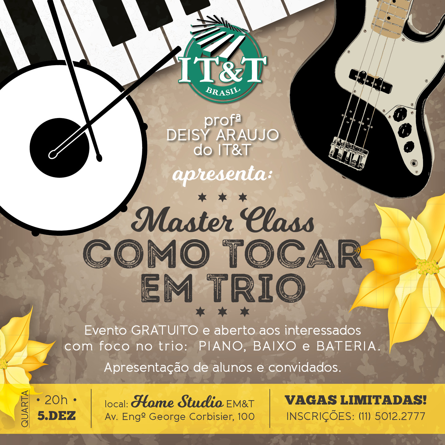 Masterclass de teclado: "Como tocar em trio", com Deisy Araujo